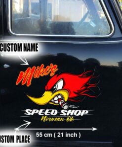 Personalized Hot Rod Garage Speed Shop Kustom Kultrure Old School Decals Set 02 Pcs Stickers