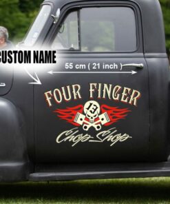 2 Pcs Personalized Speed Shop Hot Rod Vinyl Stickers for Car