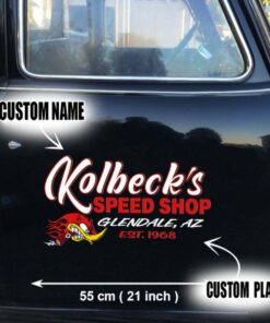 Personalized Speed Shop Hot Rod Vinyl Stickers Set 02 Pcs
