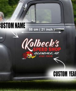 Personalized Speed Shop Hot Rod Vinyl Stickers Set 02 Pcs