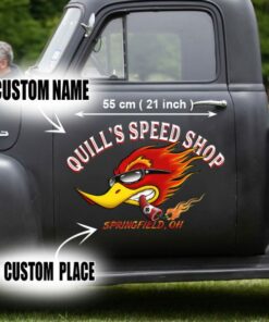 Set 02 Pcs Personalized Speed Shop Hot Rod Vinyl Stickers