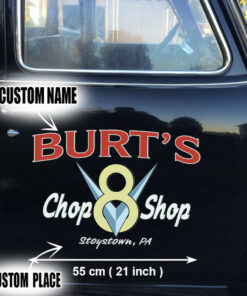 2 Pcs Personalized Chop Shop Hot Rod V8 Vinyl Stickers
