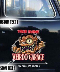 2 Pcs Personalized Hot Rod Garage Speed Shop Kustom Kultrure Old School Graphic Vinyl Decals