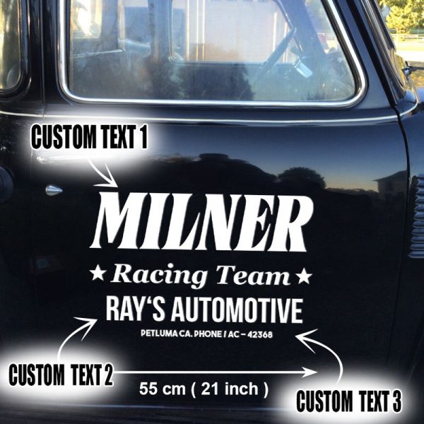 2 Pcs Personalized Hot Rod Garage Speed Shop Kustom Kultrure Old School Car Decals