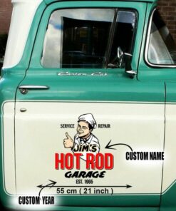 2 Pcs Personalized Hot Rod Garage Speed Shop Kustom Kultrure Old School Decals