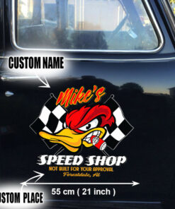 2 Pcs Personalized Hot Rod Garage Speed Shop Kustom Kultrure Old School Cars Large Stickers