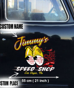 Personalized Hot Rod Garage Speed Shop Kustom Kultrure Old School Vinyl Wrap Sticker