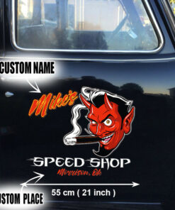 Personalized Hot Rod Garage Speed Shop Kustom Kultrure Old School Decals