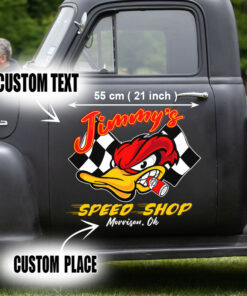 2 PCS Personalized Hot Rod Garage Speed Shop Kustom Kultrure Old School Vinyl Stickers