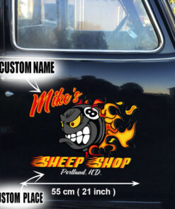 Personalized Hot Rod Garage Speed Shop Kustom Kultrure Old School Vinyl Stickers Set 2 Pcs