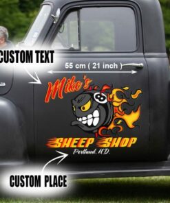 Personalized Hot Rod Garage Speed Shop Kustom Kultrure Old School Vinyl Stickers Set 2 Pcs
