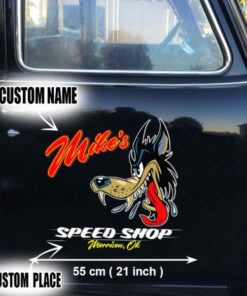 2 Pcs Personalized Hot Rod Garage Speed Shop Kustom Kultrure Old School For Truck Window – Big Car Door Decals