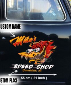 Personalized Hot Rod Garage Speed Shop Kustom Kultrure Old School Decals For Cars Set 02 Pcs