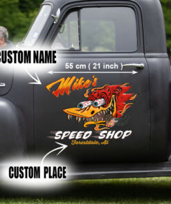2 PCS Personalized Hot Rod Garage Mr Horsepower Old School Vinyl Stickers