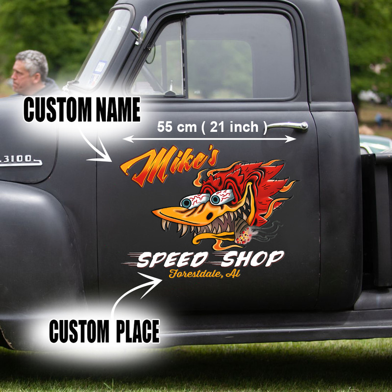 2 PCS Personalized Hot Rod Garage Mr Horsepower Old School Vinyl Stickers