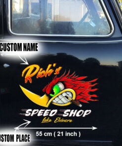 Personalized Hot Rod Garage Speed Shop Kustom Kultrure Old School Vinyl Stickers