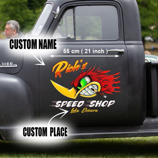 Personalized Hot Rod Garage Speed Shop Kustom Kultrure Old School Vinyl Stickers
