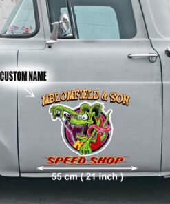 Personalized Hot Rod Garage Speed Shop Kustom Kultrure Old School Truck Door Decals