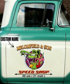Personalized Hot Rod Garage Speed Shop Kustom Kultrure Old School Truck Door Decals