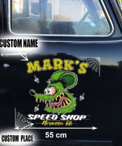Personalized Hot Rod Garage Speed Shop Kustom Kultrure Old School Car Door Decals
