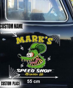 Personalized Hot Rod Garage Speed Shop Kustom Kultrure Old School Car Door Decals