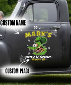 Personalized Hot Rod Garage Speed Shop Kustom Kultrure Old School Car Door Decals
