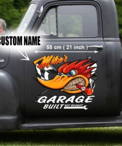 Personalized Hot Rod Garage Speed Shop Kustom Kultrure Old School Vinyl Stickers Set 02 Pcs