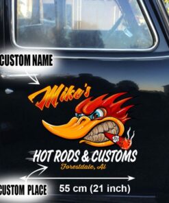 2 Pcs Personalized Hot Rod Garage Speed Shop Graphic Vinyl Decals