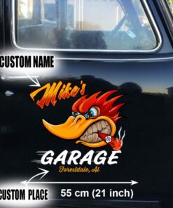 2 Pcs Personalized Hot Rod Garage Speed Shop Kustom Kultrure Old School Vinyl Sticker