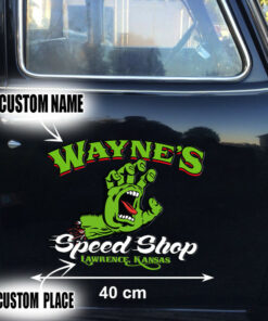 Personalized Hot Rod Garage Speed Shop Kustom Kultrure Old School Car Decals