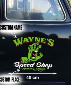 Personalized Hot Rod Garage Speed Shop Kustom Kultrure Old School Car Decals