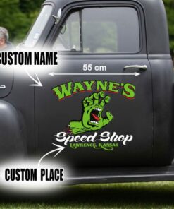 Personalized Hot Rod Garage Speed Shop Kustom Kultrure Old School Car Decals
