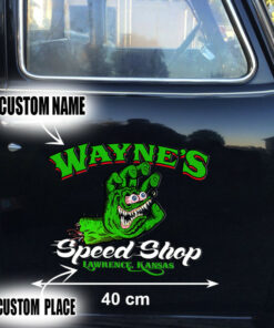 2 Pcs Personalized Hot Rod Garage Speed Shop Kustom Kultrure Old School Vinyl Stickers