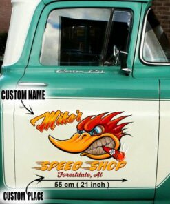 2 Pcs Personalized Hot Rod Garage Speed Shop Vinyl Stickers