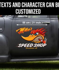 2 Pcs Personalized Hot Rod Garage Speed Shop Kustom Kultrure Old School Vinyl Stickers