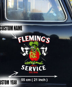 2 Pcs Personalized Speed Shop Hot Rod Car Door Decals