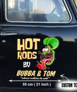 2 Pcs Personalized Speed Shop Hot Rod Vinyl Decals For Car Door