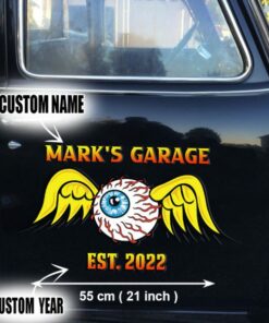 2 Pcs Personalized Eye Ball Hot Rod Speed Shop Garage Vinyl Stickers