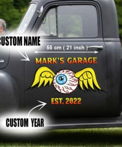 2 Pcs Personalized Eye Ball Hot Rod Speed Shop Garage Vinyl Stickers