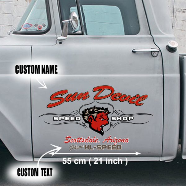 2 Pcs Personalized Eye Ball Hot Rod Speed Shop Garage Vinyl Decals