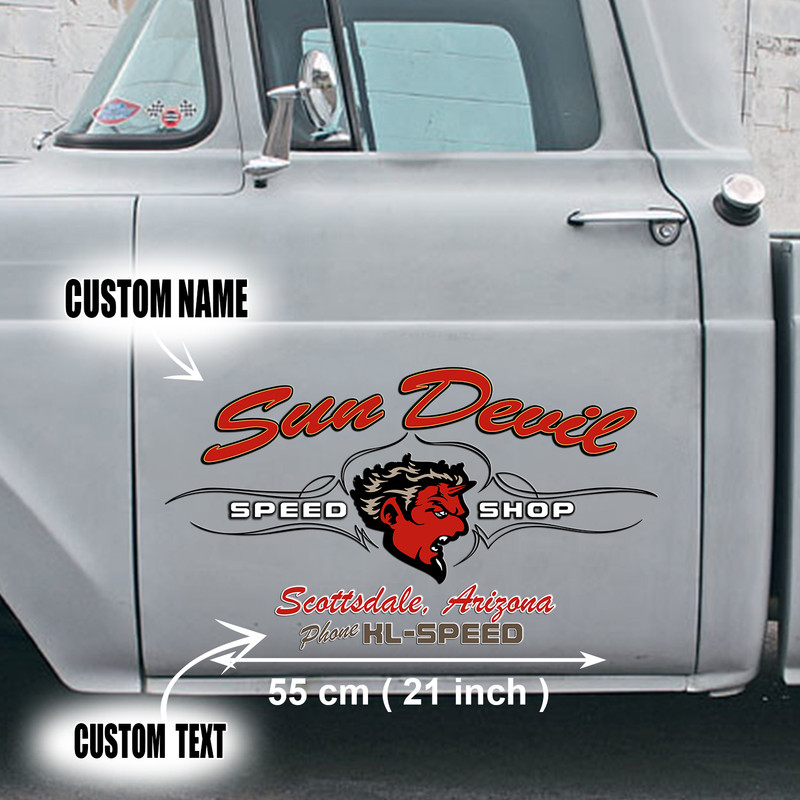 2 Pcs Personalized Eye Ball Hot Rod Speed Shop Garage Vinyl Decals