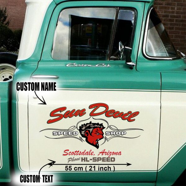 2 Pcs Personalized Eye Ball Hot Rod Speed Shop Garage Vinyl Decals