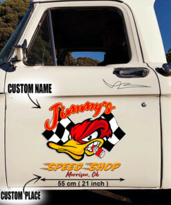 2 Pcs Personalized Hot Rod Garage Speed Shop Kustom Kultrure Old School Large Stickers