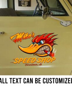 2 Pcs Personalized Hot Rod Garage Speed Shop Kustom Kultrure Old School Decals For Cars