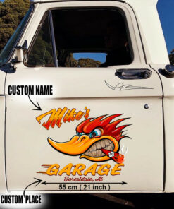 2 Pcs Personalized Hot Rod Garage Speed Shop Kustom Kultrure Old School Vinyl Decals