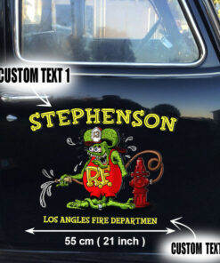 2 Pcs Personalized Fire Dept Hot Rod Rat Rod Vinyl Stickers