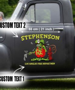 2 Pcs Personalized Fire Dept Hot Rod Rat Rod Vinyl Stickers