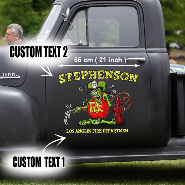 2 Pcs Personalized Fire Dept Hot Rod Rat Rod Vinyl Stickers