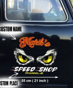 2 Pcs Personalized Eagle Eyes Hot Rod Speed Shop Rat Rod Vinyl Stickers