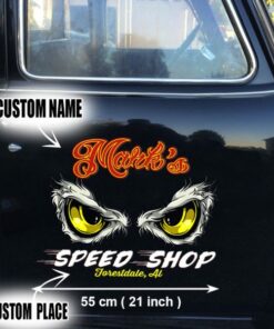 2 Pcs Personalized Eagle Eyes Hot Rod Speed Shop Rat Rod Vinyl Stickers
